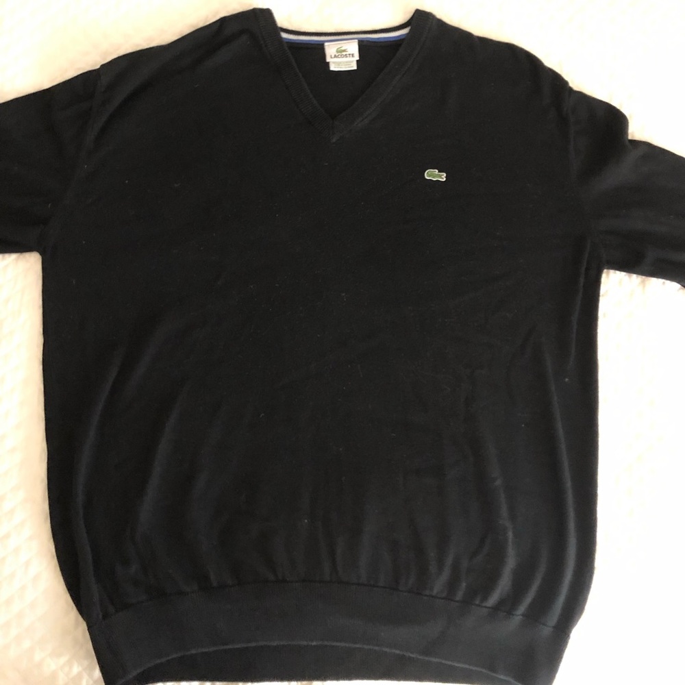 Mens V neck Black Lacoste Sweater